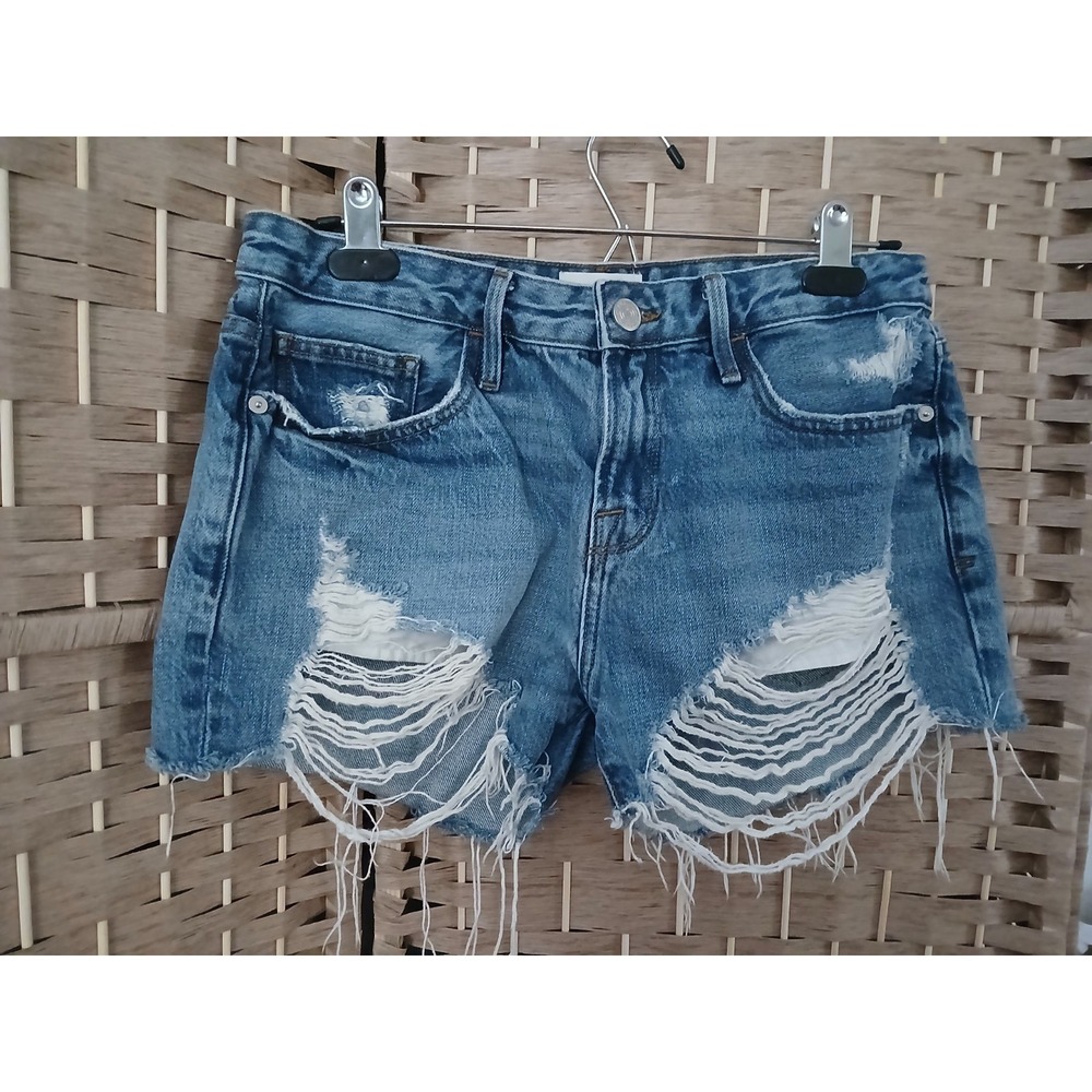 Frame Women's Le Grand Garcin Short Raw Hem Denim 31" Waist Distressed
